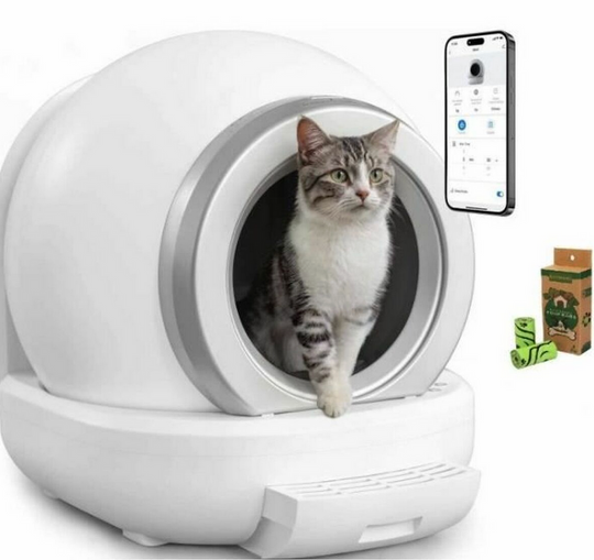 Bac à litière auto-nettoyant pour chat BigBuy Home – 65 L – Blanc ou Gris