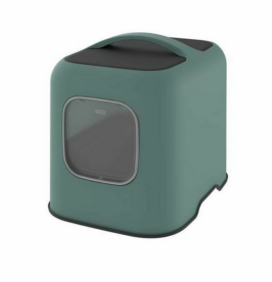 Bac à litière pour chat Rotho Biala – Vert – Plastique recyclé – 51 x 39,5 x 44,3 cm
