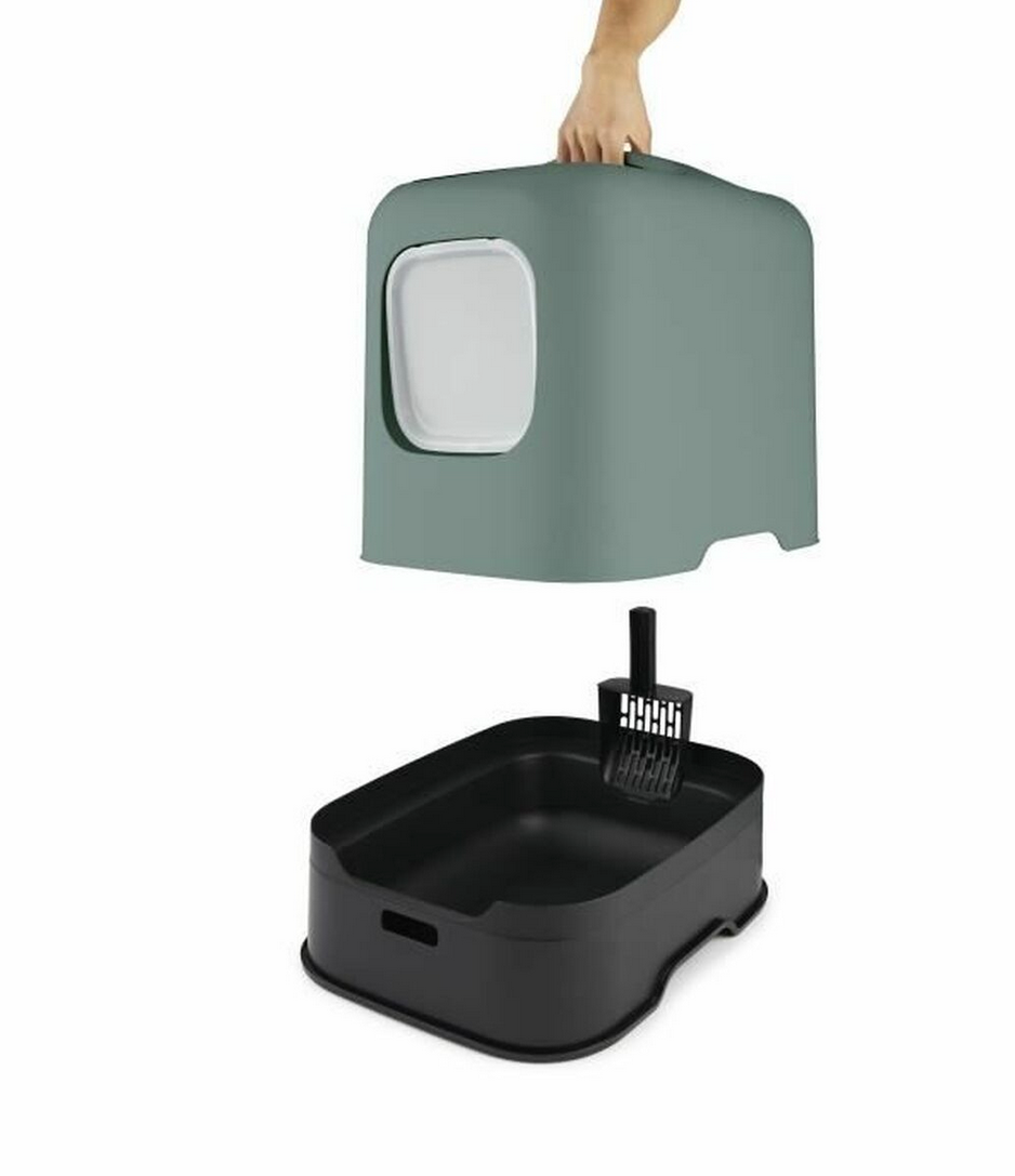 Bac à litière pour chat Rotho Biala – Vert – Plastique recyclé – 51 x 39,5 x 44,3 cm