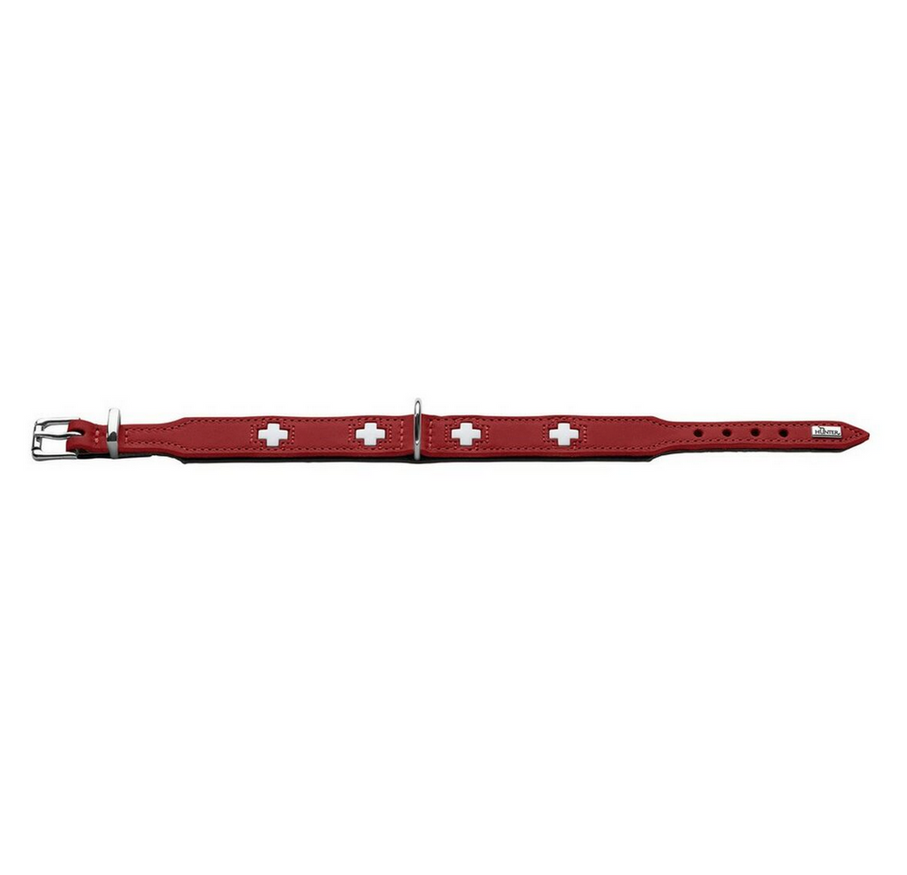 Collier pour chien Hunter Swiss en cuir rouge et noir – 41 à 49 cm
