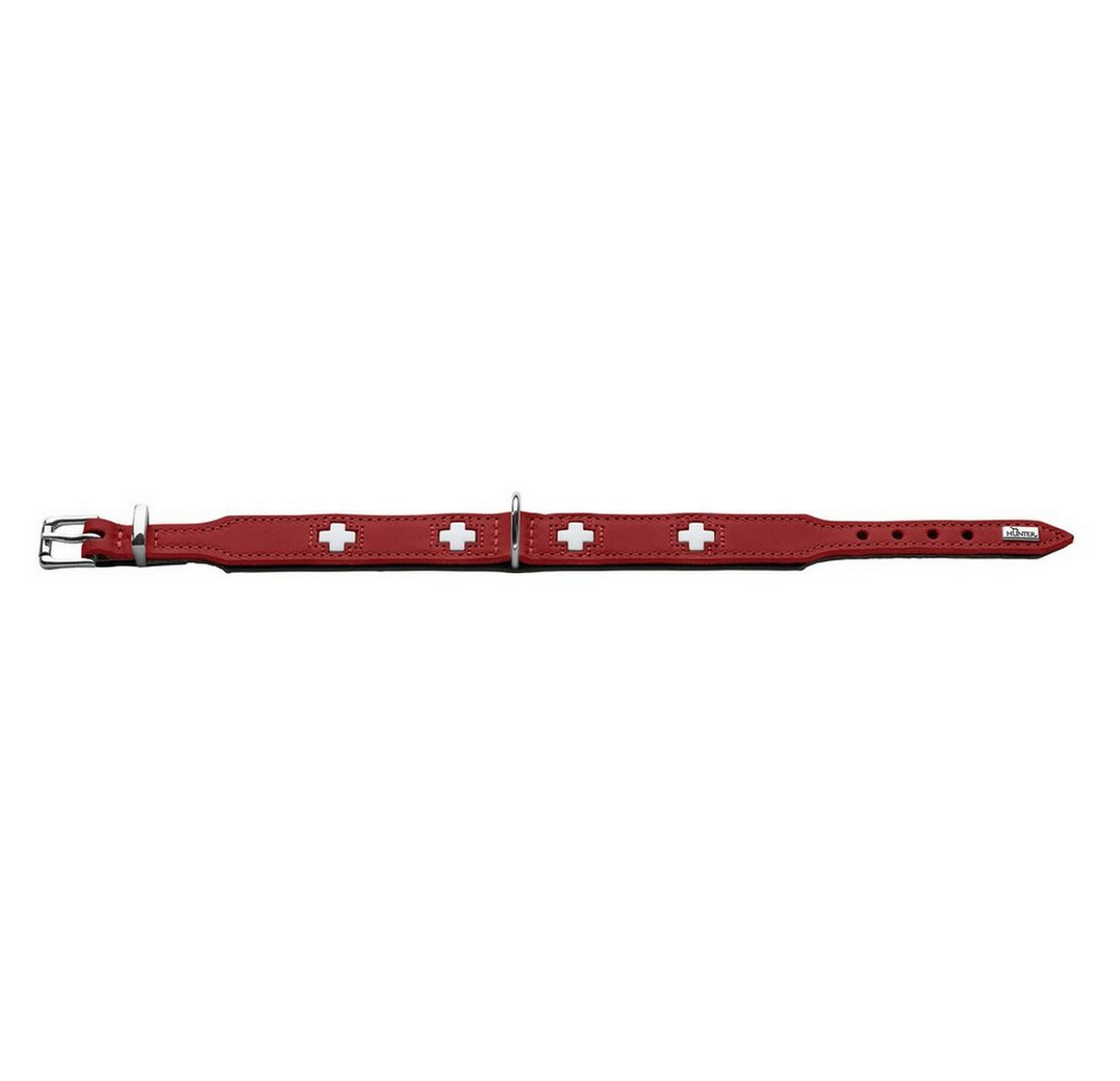 Collier pour chien Hunter Swiss en cuir rouge et noir – 41 à 49 cm